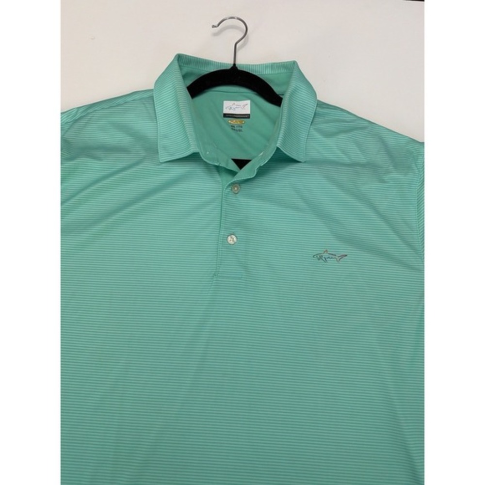 Greg Norman Polo XXL Green Stripe Play Dry Golf Performance Shirt         5174